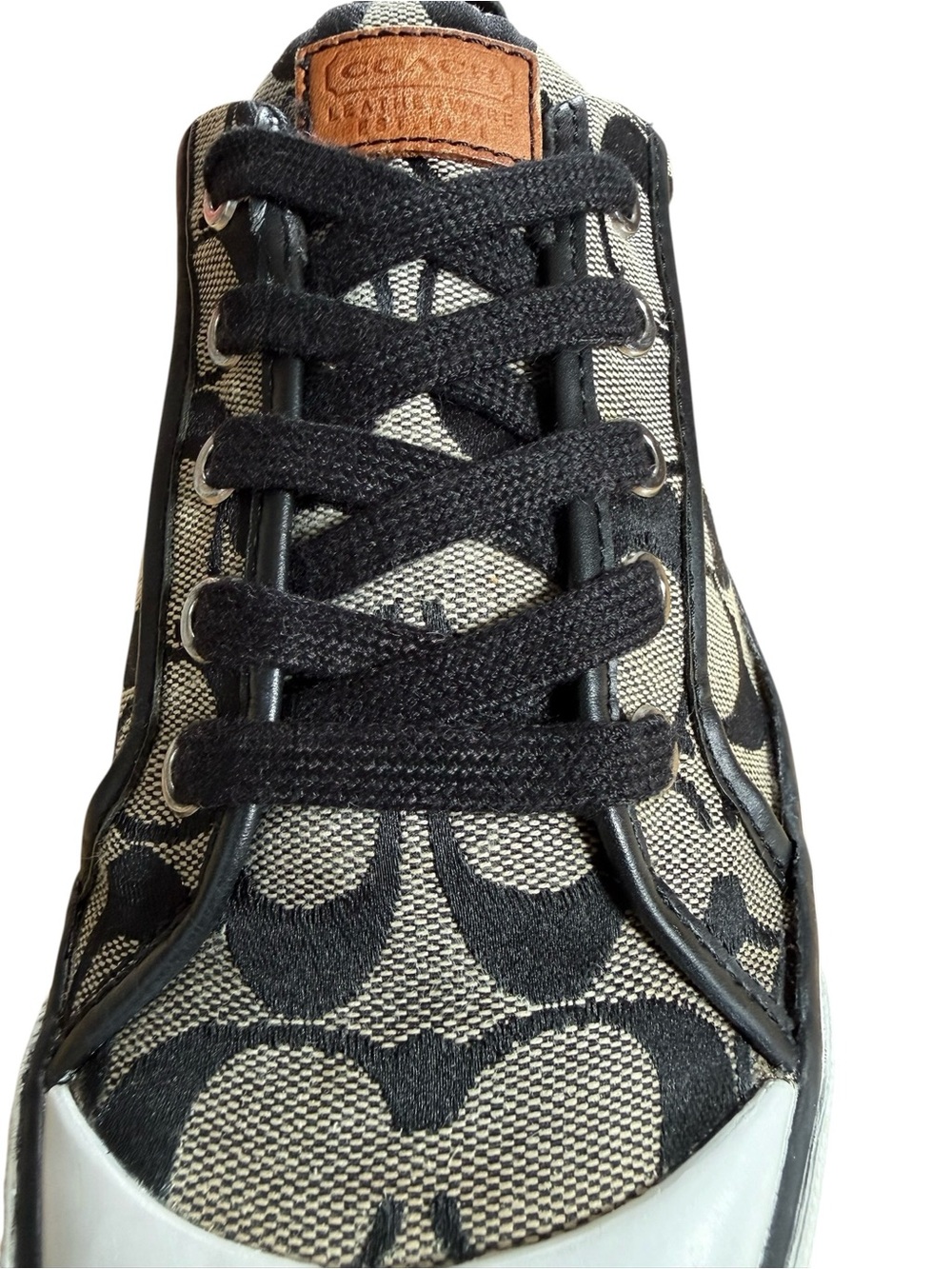 Coach Barrett Signature C Canvas Sneakers Black Gray Womens Size 8.5 - Picture 11 of 16